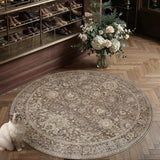 6x6 Round Rugs Brown Washable Rug for Living Room Bedroom Large Neutral Vintage Rug Carpet Distresse