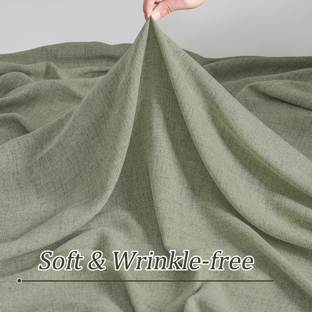 102 Inch Long Curtains Pinch Pleat, Back Tab Sheer Pleated Curtains Dining Room, 102 Length 2 Panel Set, Sage Green