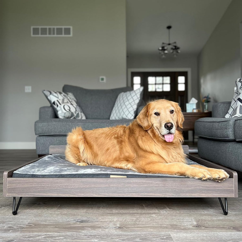 Chase Wooden Dog Bed with Calming Mattress, Elevated Pet Ded, Large