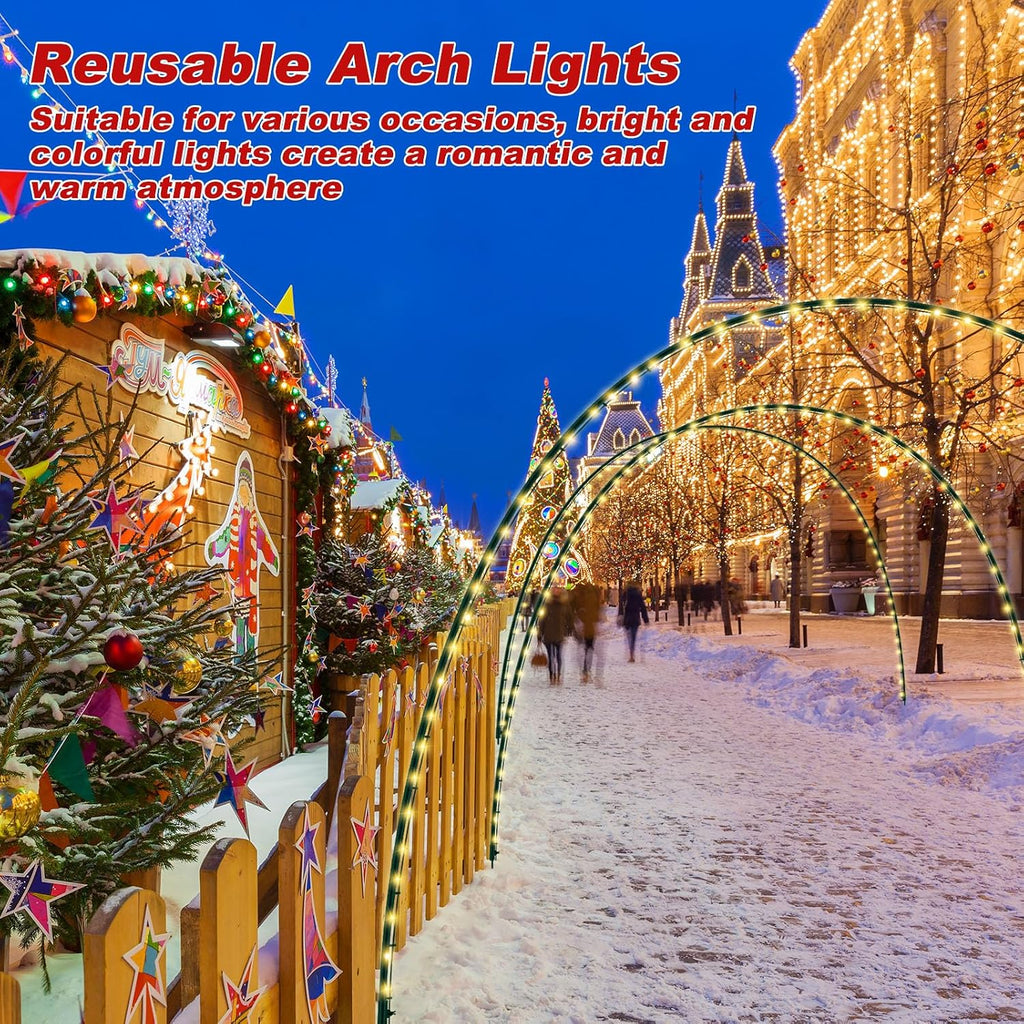 3 Pack 10ft Christmas Archway Outdoor Light Arch 8 Mode, Warm White