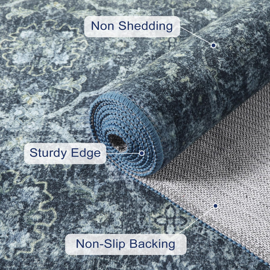 Navy Blue Runner, 2x6 Washable Kitchen Runner Rug Non Skid Washable, Soft Runners Bedroom, Low Pile Carpet Runners