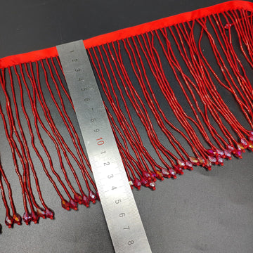 Glass Beads Trim Tassels 6in Wide 1 Yard Fringe Trim Heavy Beads DIY Decoration Stage Performance Dance Wedding Dress