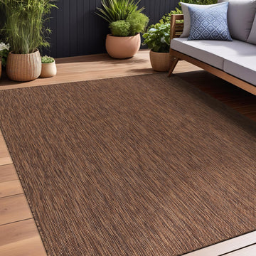 Indoor Outdoor Rug 10x14, Washable Outside Carpet, Deck, Porch, Solid Modern Area Rug, Water Resistant, Gold Brown