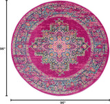 Home Passion Fuchsia 8' x Round Area Rug - Easy Clean, Non Shedding, Bed Room, Living Room, Dining R