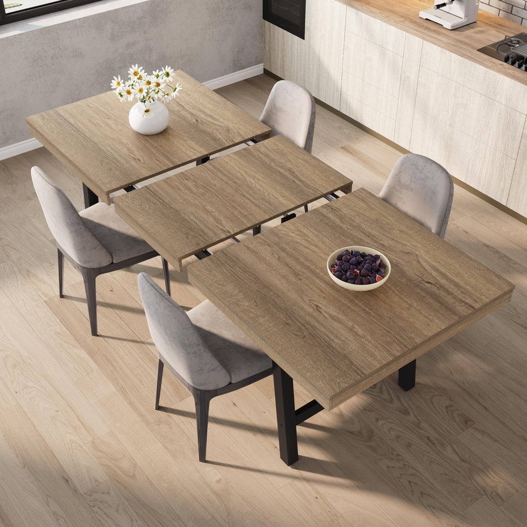 63-83" Extendable Dining Table, Industrial Rectangular Dining Room Table for 6-8 People, Expandable Kitchen Table