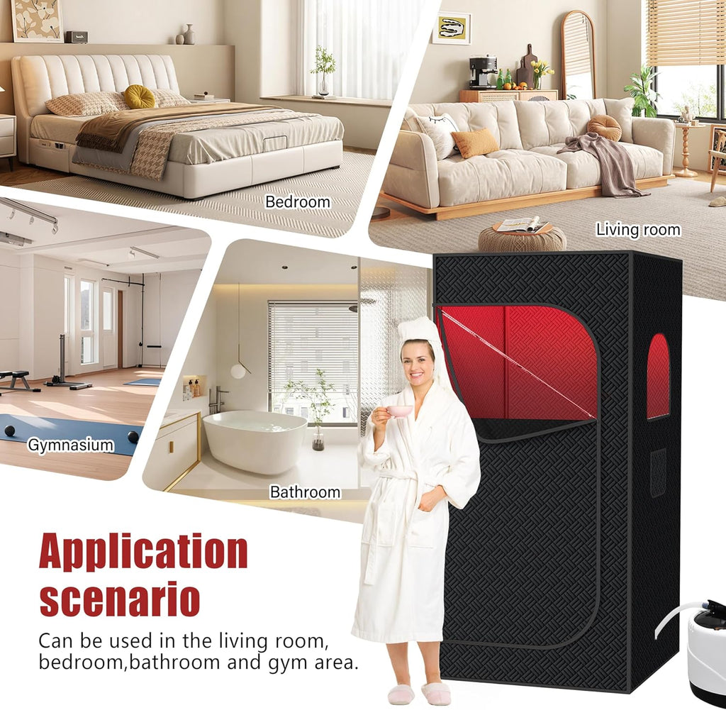 Nirvix Sauna Box, Portable Steam Sauna for Home with 1000W 3L Steamer, 9-Level Temperature Control & Remote
