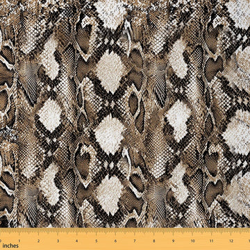 Snake Skin Pattern Fabric by The Yard, Brown Black Snakeskin Print Soft Polyester No Stretch, Wild Animal Fabric Soft