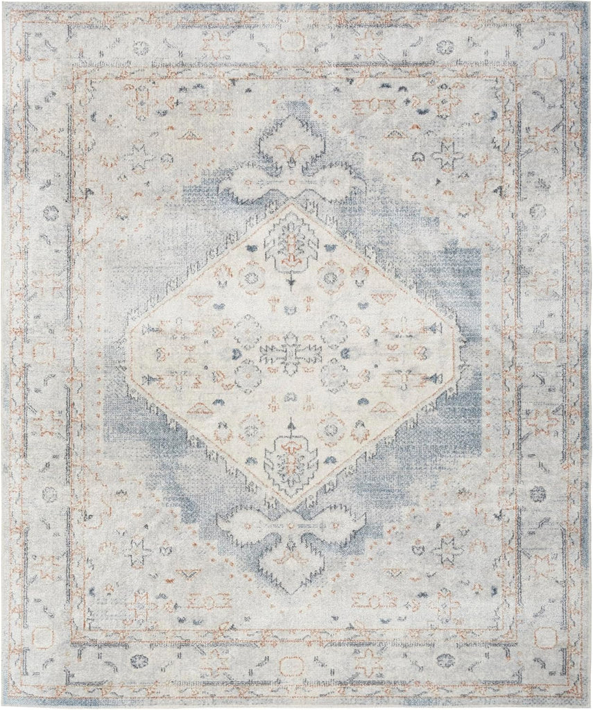 Home Astra Machine Washable Light Blue 9' x 12' Area Rug - Easy Clean, Non Shedding, Bed Room, Livin