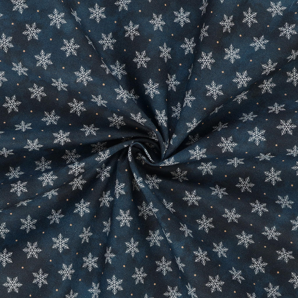 Deck The Halls Cotton Fabric, Falling Snow Dresden