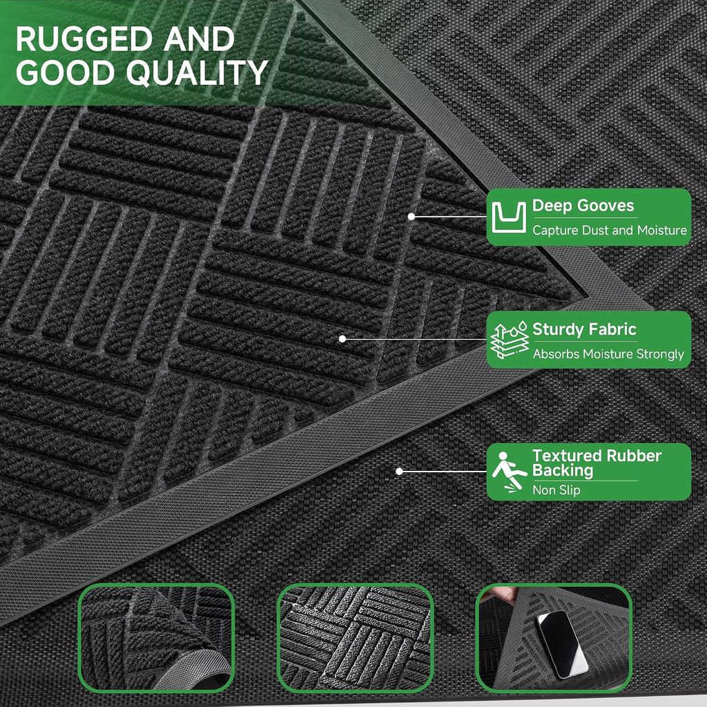 Front Door Mat, Heavy Duty Indoor Outdoor Doormat, 48" x 36" Low Profile Outdoor Mats Entrance, Stain and Fade