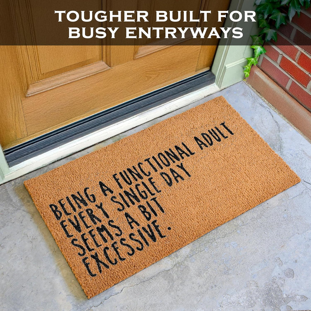 Being a Functional Adult Door Mat 30x17 Inch, Funny Welcome Mat Coir | Funny Home Decor, Conversation Starter