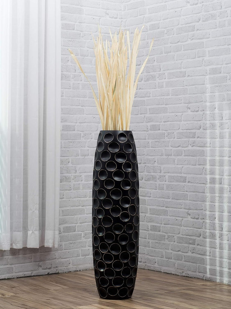 Large Floor Vase 34 inches Mango Wood for Pampas Grass, Dried Flowers