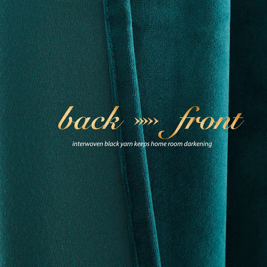Teal Velvet Curtains 108 inches Long 52 Wide, Classic Heat & Light Reducing Home Theater Rod Pocket Green Drapes for