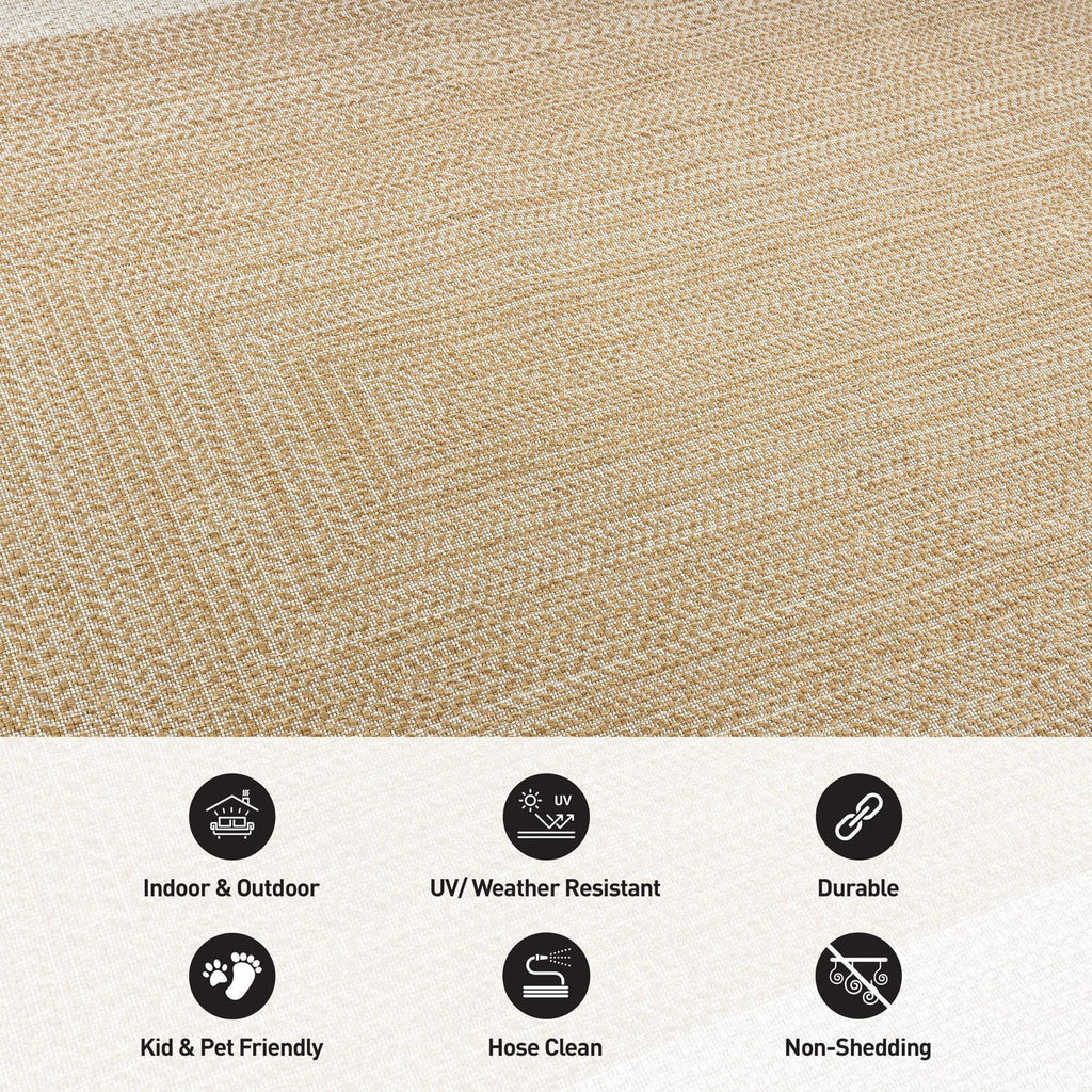 Indoor/Outdoor Geometric Weather Resistant Area Rug Natural