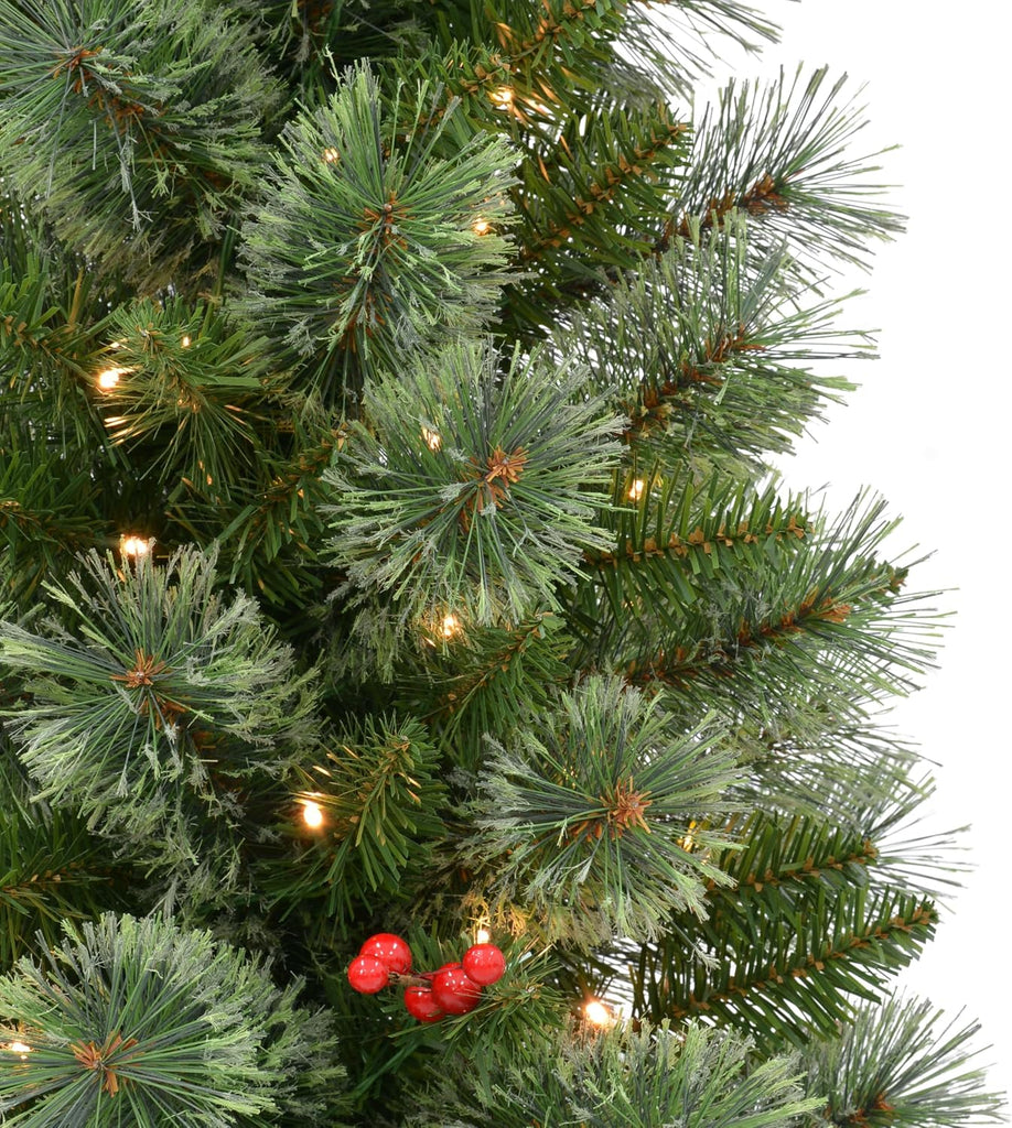 International 5-Piece Pre-Lit Artificial Christmas Décor Set Featuring 2 Trees, 1 Wreath, and 2 Garland