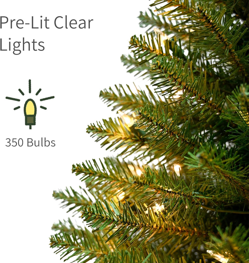 7.5ft Pre-Lit Fraser Fir Pencil Christmas Tree with 350 Clear Lights, 1188 Realistic Dense Branch Tips, Easy Setup
