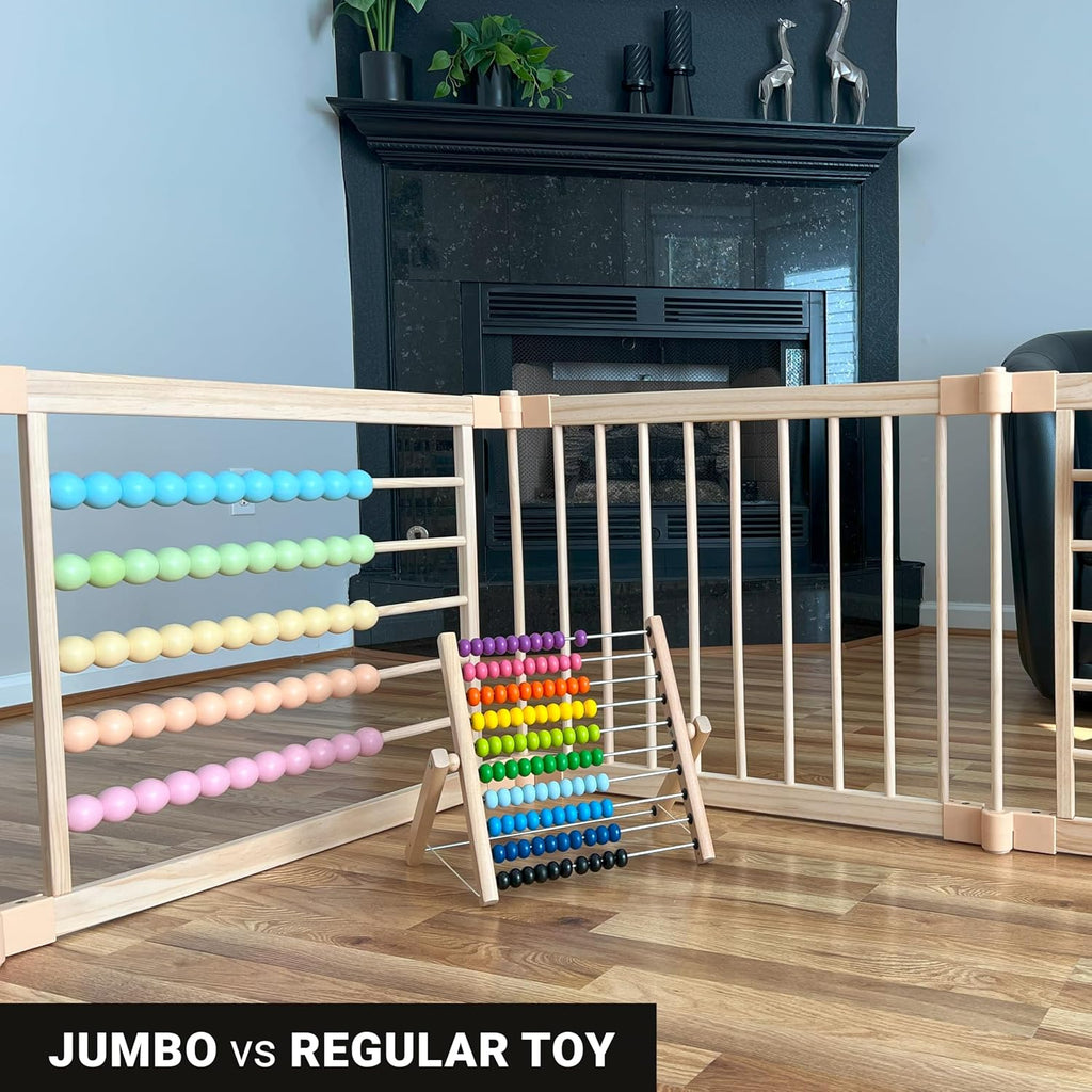 Wooden Playpen Extra Large for Toddlers and Babies - Under The Sea Theme Toy Design - (8/10) Wood Panels - Foldable