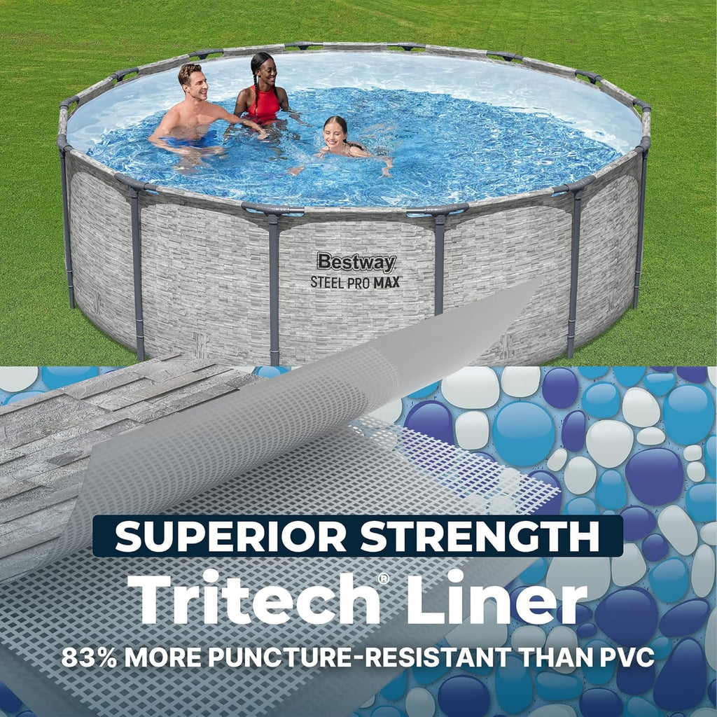 Steel Pro MAX 14' x 48" Above Ground Pool, Round Metal Frame Outdoor Swimming Pool Set with Filter Pump, Ladder, and