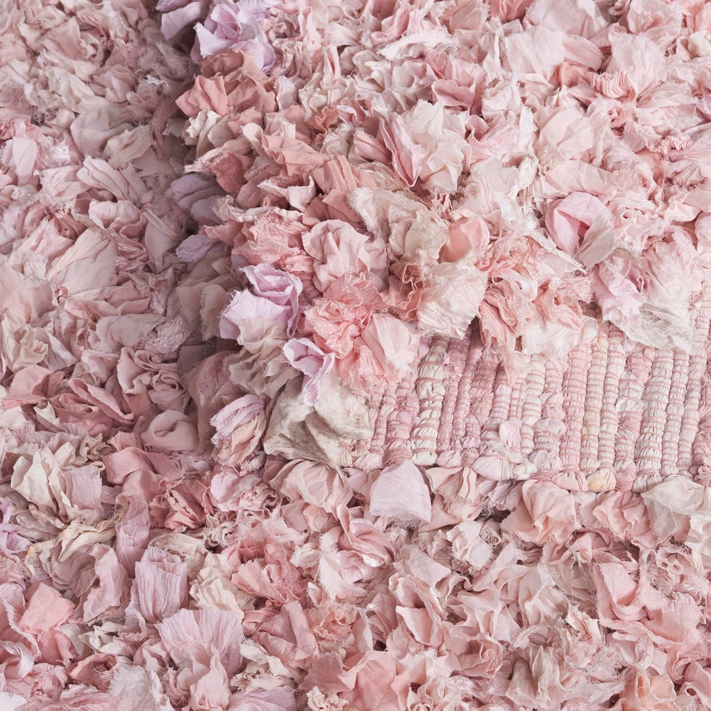 Rio Shag Collection Area Rug - 6' Square, Light Pink, Handmade Decorative, 3.5-inch Thick Ideal for High Traffic