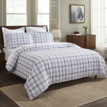 Plaid Flannel Cotton Duvet Set, Fuzzy Warm Duvet Cover, Rustic Farmhouse Bedding, Basics, Comforter Cover, Includes;