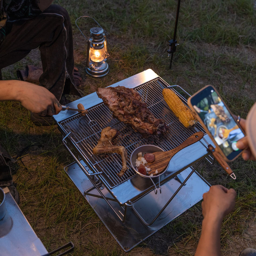 Campingmoon BBQ Grill Fire Pit Foldable Stainless Steel - Extra Large