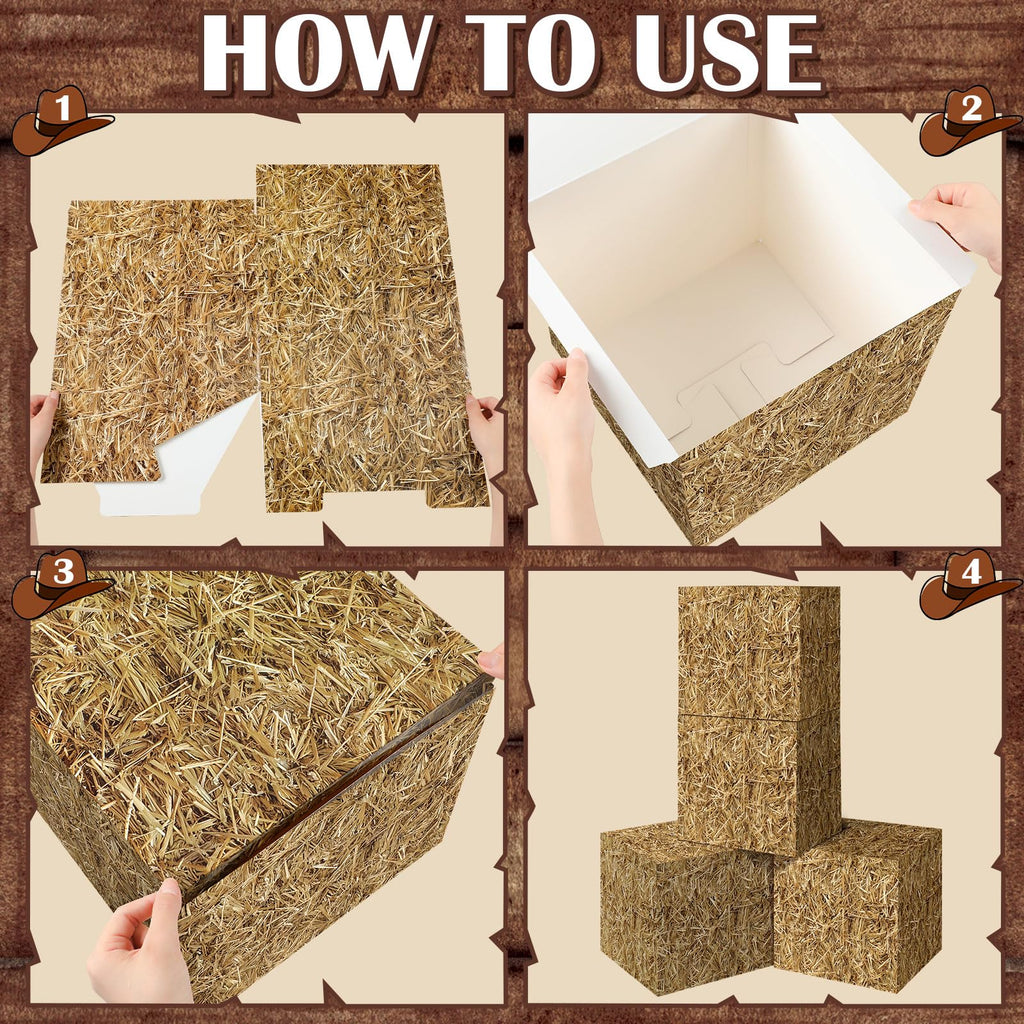 16 Pcs Hay Bales Boxes Western Party Decorations Wine Barrel