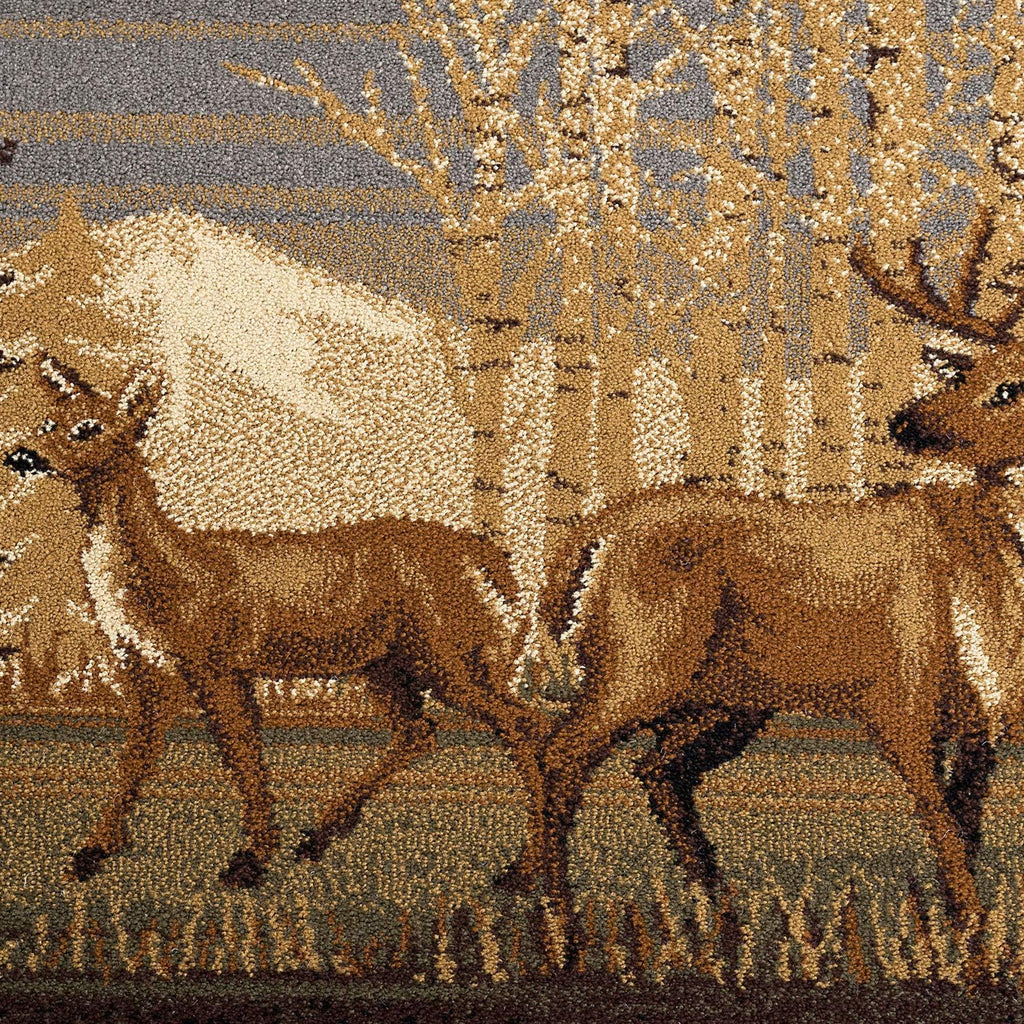 Northern Wildlife Multi-Color Easy Clean Oval Area Rug Bedroom or Dining Room for Farmhouse, Lodge, Cabin Stye