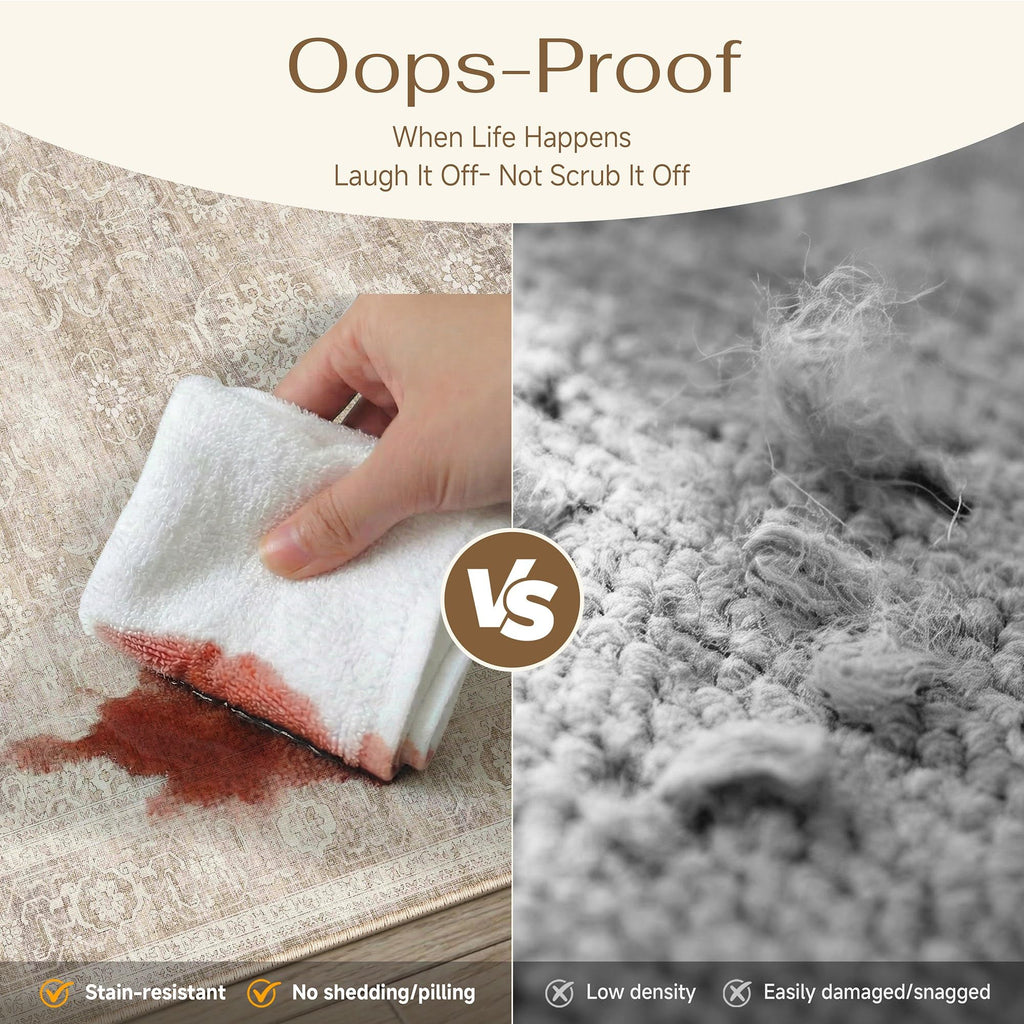 Beige Washable 2x5 Runner Rugs Entryway