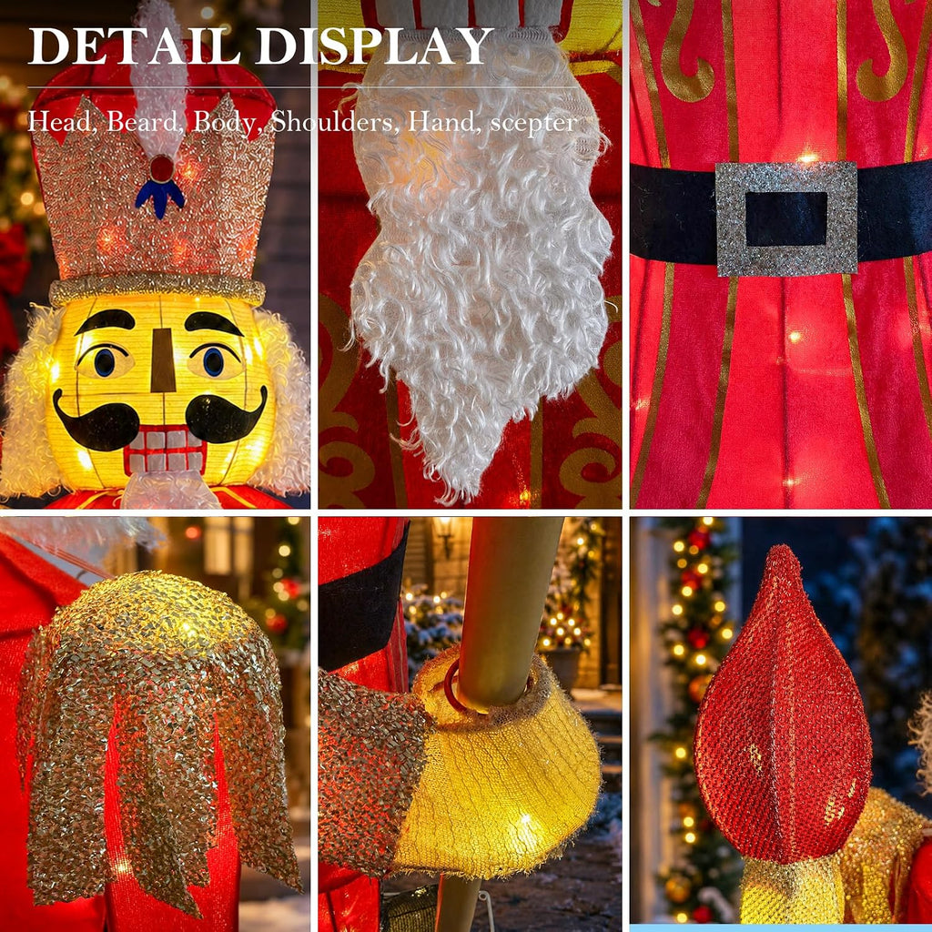 5FT Large Lighted Nutcracker Christmas Decoration Outdoor Burgundy