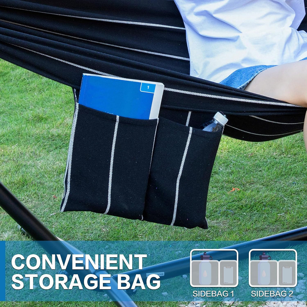 Double Hammocks with Stand for Outside, Portable Space Saving Heavy-Duty Steel Stand for Indoor Outdoor Patio with