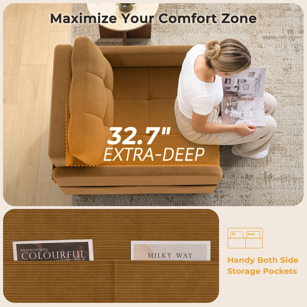 Deep Seat Sleeper Chair Bed, Zero Wall Clearance