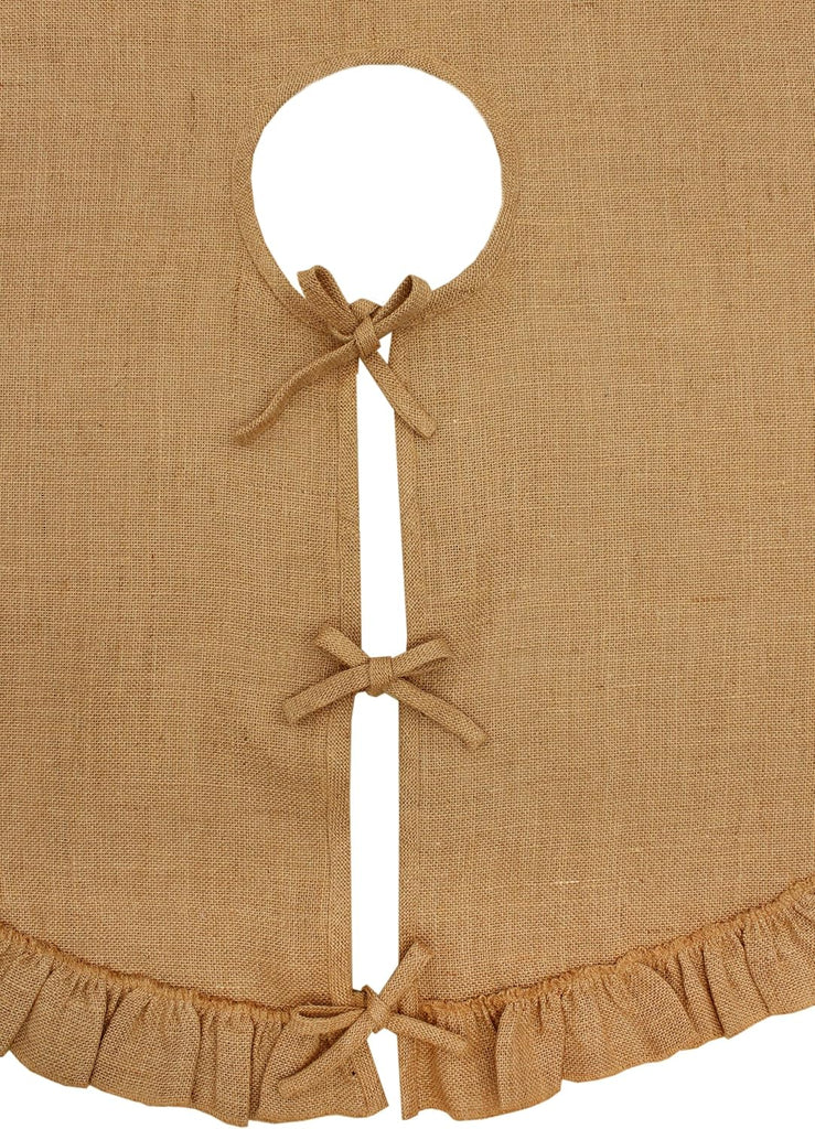 Jute Christmas Tree Skirt with Frill - 48 inches Round