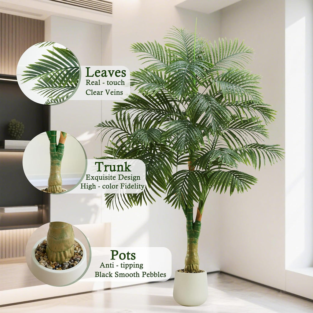 Artificial Golden Cane Palm Tree 6FT, Tropical Large Fake Plants