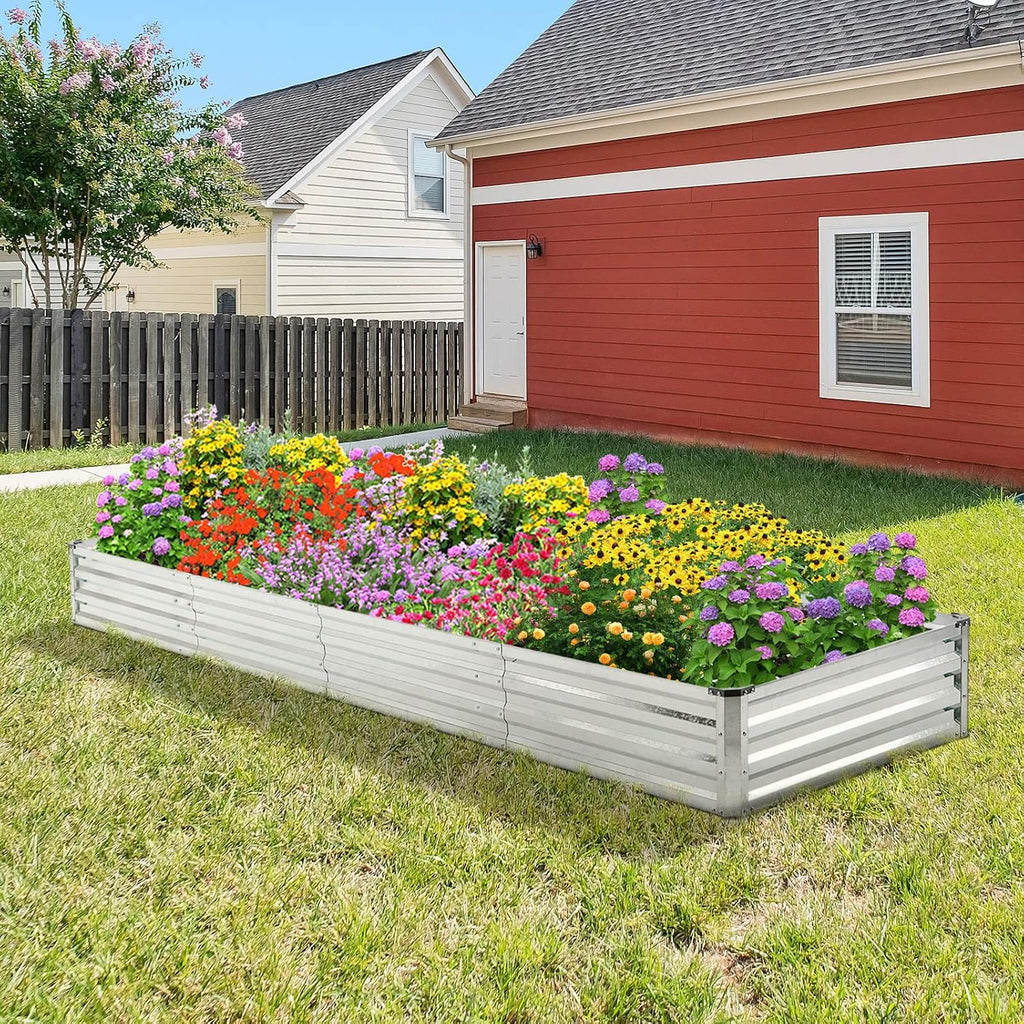 Galvanized Raised Garden Bed 2pcs Pack - Metal Raised Bed Garden Kit 4'x8'x1' for Flower Planters, Vegetables Herb