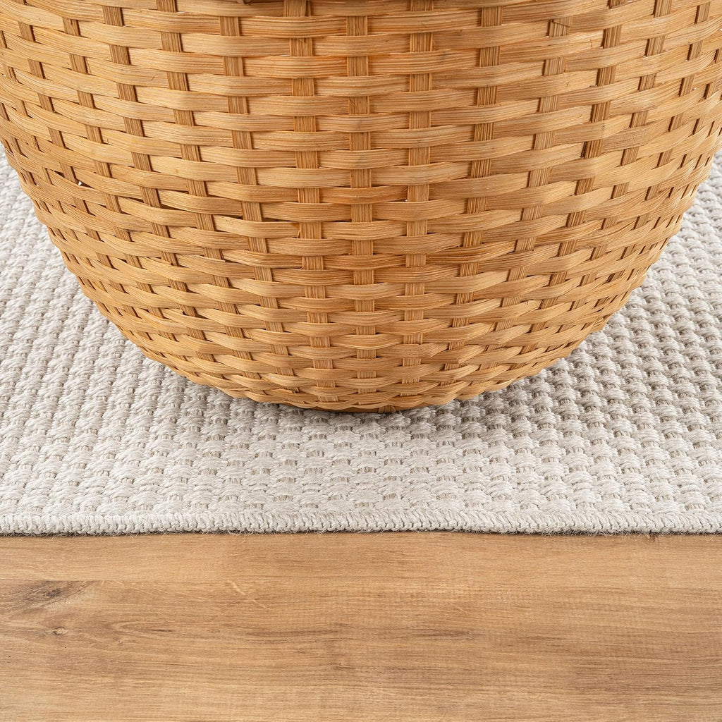 Easy Jute Rug 8x10, Indoor Outdoor Off-White Farmhouse Area Rugs Patio and Kitchen Rug, Solid Woven Design