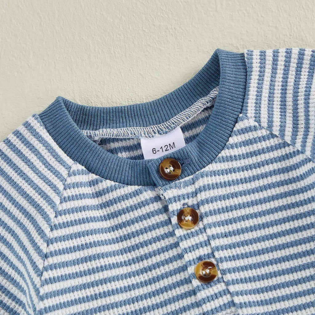 Toddler Baby Boy Clothes 6 12 Summer Outfit Waffle Knitted Stripe Casual T-shirt Tops Shorts Sets