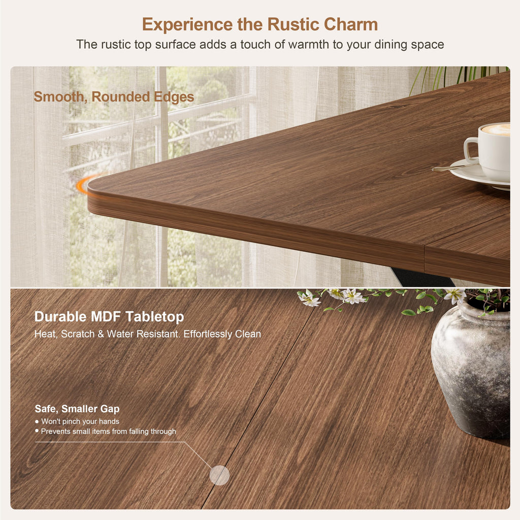 55 inch Dining Table for 4-6, Rectangle Kitchen Table with Storage Shelf, Space Saving Modern Farmhouse Design with