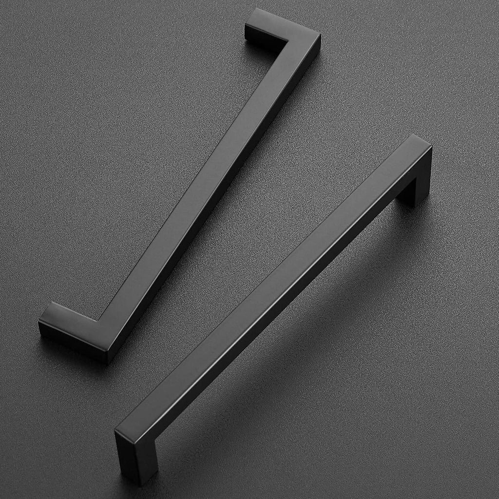 30 Pack 7-1/2 Inch Kitchen Square Cabinet Handles Matte Black Cabinet Pulls Black Drawer Pulls Kitchen Cabinet Hardware