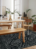 Wonnitar Moroccan Washable Rug 4x6, Black Boho Living Room Area Rug