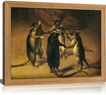 Framed Gothic Wall Art, The Dance of the Rats Oil Painting Canvas Prints, Dark Academia Wall Decor, Renaissance Weird