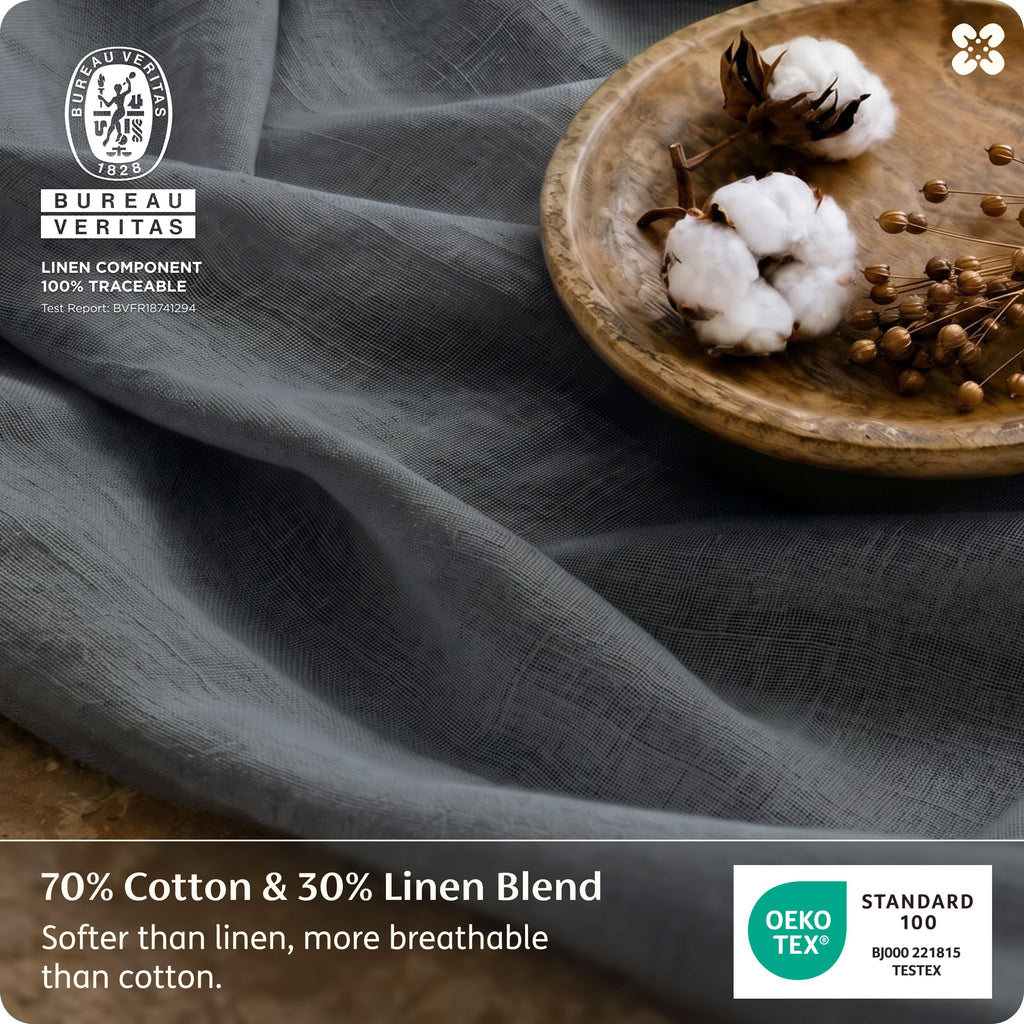 PureWoven Linen Duvet Cover, Linen-Cotton, Charcoal Grey