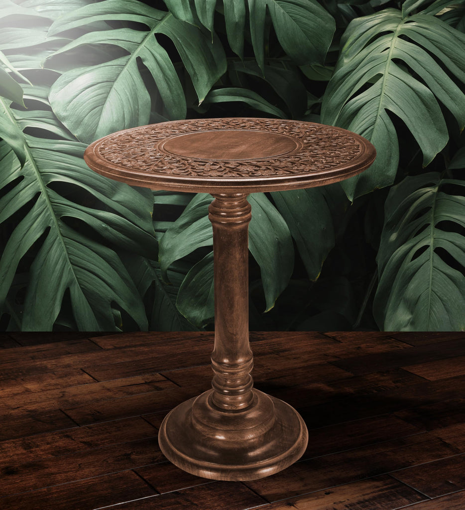 SideTable in Solid Wood With Hand Carving, End Table, Livingroom Table 18x22