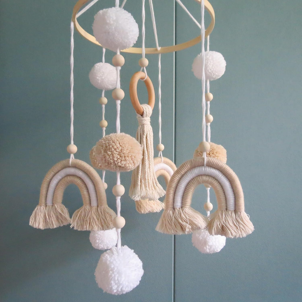 Neutral Boho Rainbow Baby Mobile for Crib Mobile Nursery DéCor