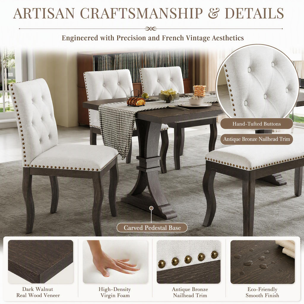 6‐Piece Dining Table Set, Farmhouse Dinner Table Set, Espresso