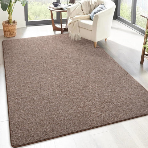 4x6 Modern Memory Foam Area Rug, Low Pile Non-Slip Carpet for Bedroom Kids Room Brown White