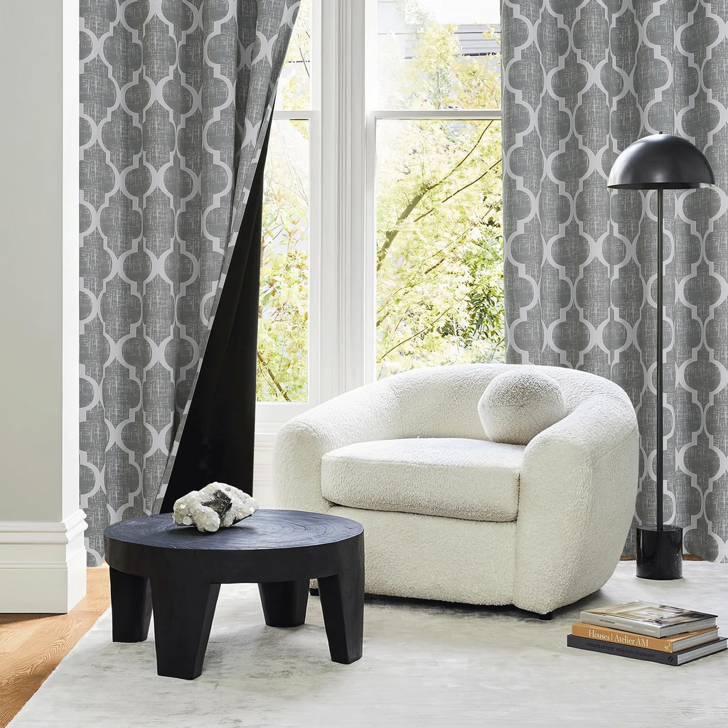 Moroccan 100% Blackout Curtains Bedroom Grey 50x84 2 Panels