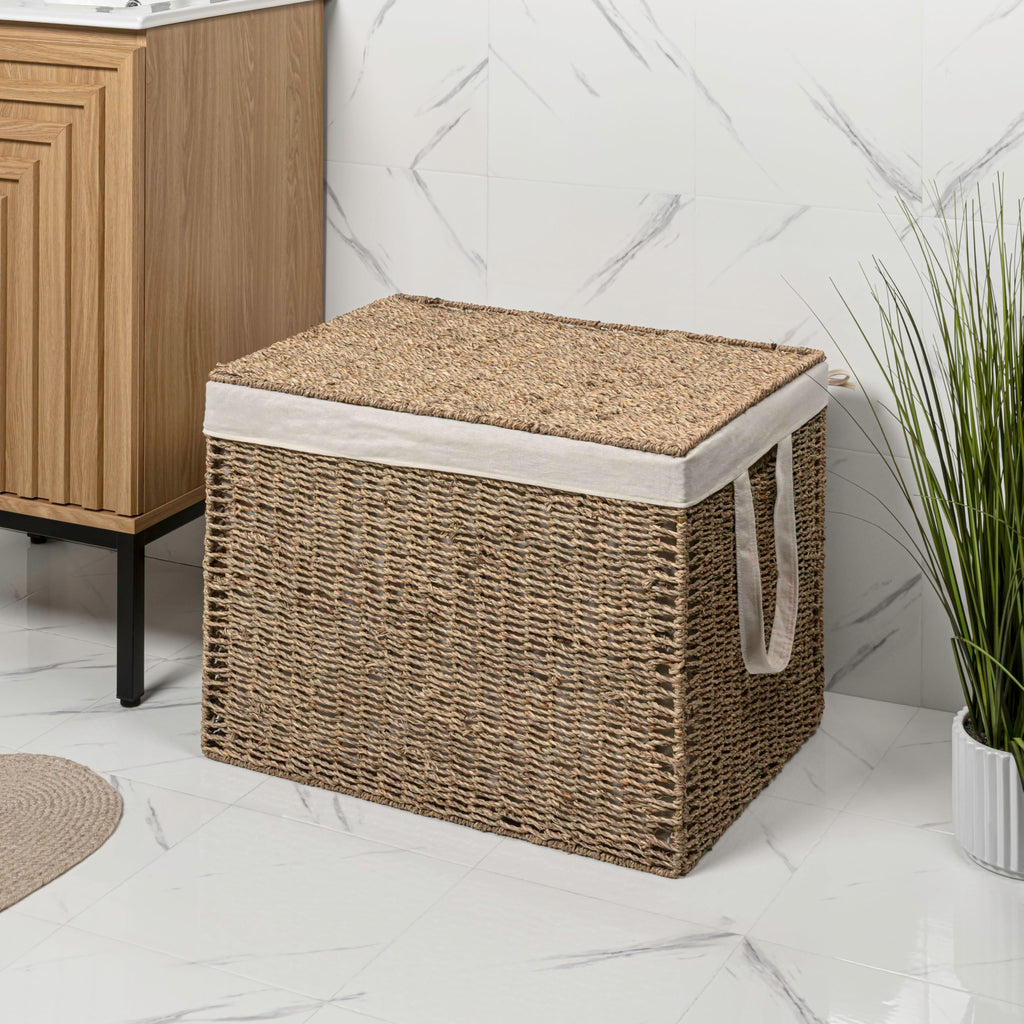 Reed Laundry Hamper Handwoven Seagrass 29.1 Gal 17.7" H, Natural