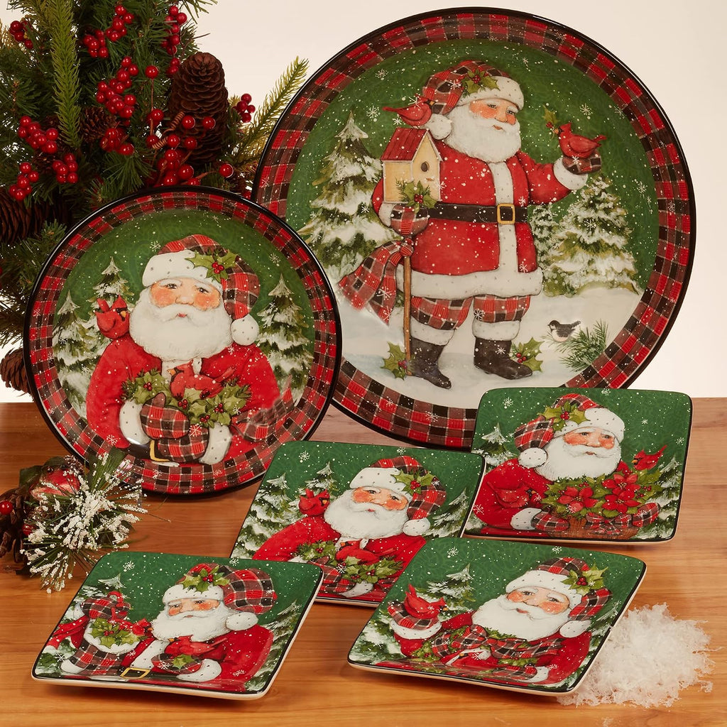 Christmas Lodge Santa 16 pc Dinnerware Set, Service for 4