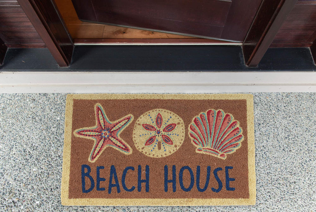 Heavy Duty Coir Doormat with Nonslip Vinyl Backing, Welcome Mat Outdoor Entry Way & Front Porch Décor, Beach House