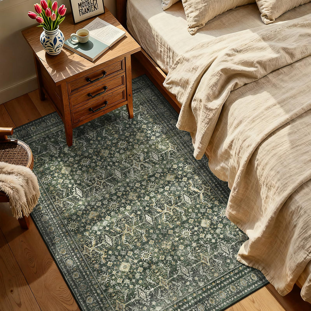 3x5 Area Rugs, Green Washable Non-Slip Area Rug